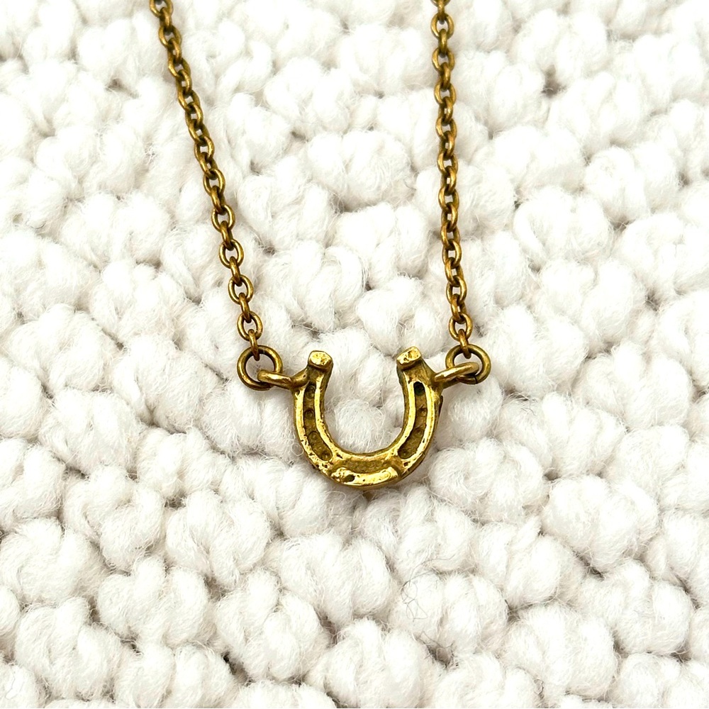 Gold Horseshoe Pendant Necklace